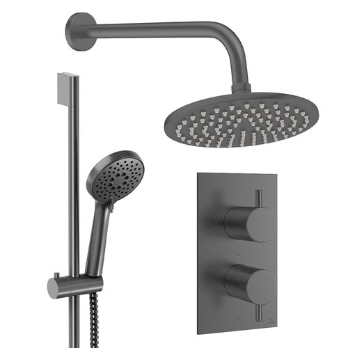 Crosswater MPRO Design Shower Set 4, 200mm Wall Head & Slide Rail (Slate).