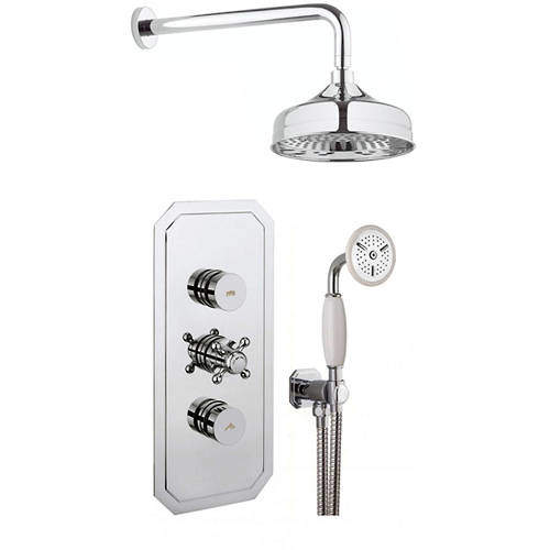 Crosswater Dial Belgravia Thermostatic Shower Valve, Round Head & Kit (2 Outlet).