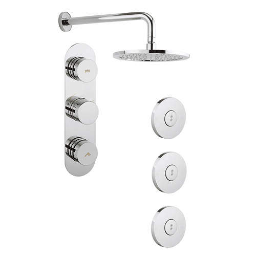 Crosswater Dial Central Thermostatic Shower Valve With Head & Jets (2 Outlets)