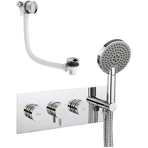 Crosswater Dial Kai Thermostatic Shower & Bath Valve, Handset & Filler.