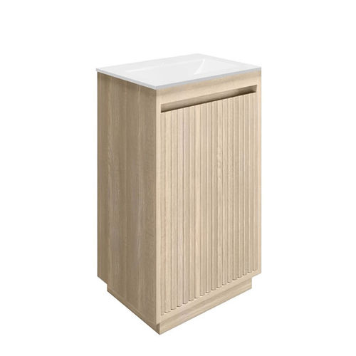 Crosswater Flute Vanity Unit With White Glass Basin (475mm, Navarra Oak, 0TH).