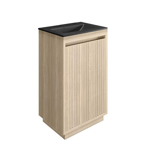 Crosswater Flute Vanity Unit With Black Glass Basin (475mm, Navarra Oak, 0TH).