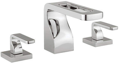 Crosswater KH Zero 1 3 Hole Basin Mixer Tap With Lever Handles (Chrome).
