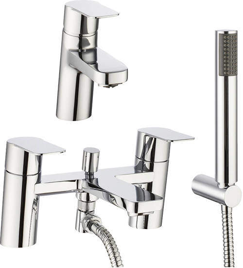 Crosswater KH Zero 6 Basin & Bath Shower Mixer Tap Pack With Kit (Chrome).