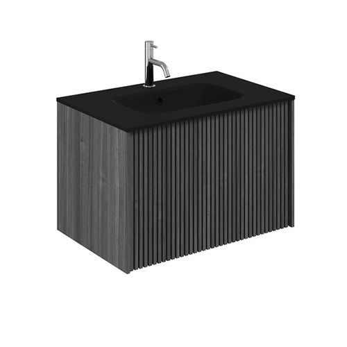 Crosswater Limit Wall Hung Vanity Unit, Black Glass Basin (700mm, Steel).