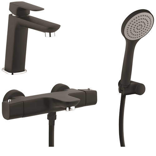 Crosswater North Basin & Wall Mounted BSM Tap Pack & Kit (Matt Black).