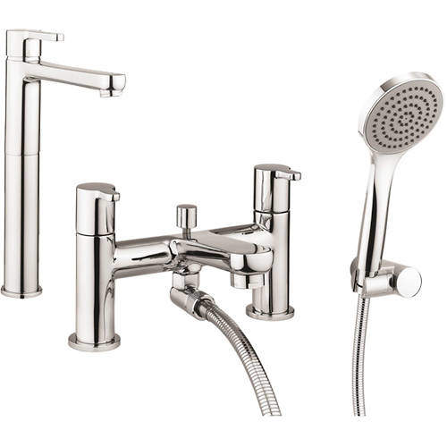 Crosswater Nova Tall Basin & Bath Shower Mixer Tap Pack (Chrome).