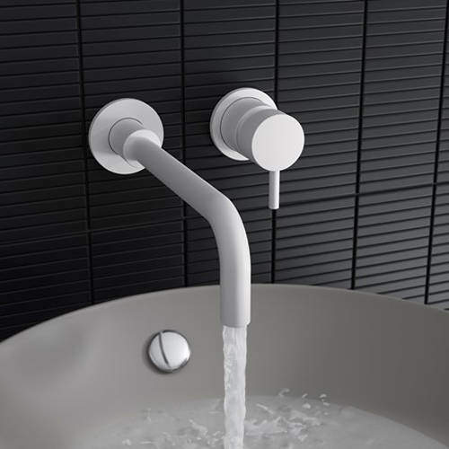 Crosswater MPRO Wall Mounted Basin Mixer Tap (2 Hole, Matt White).