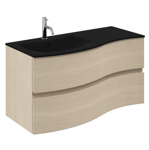 Crosswater Svelte Vanity Unit With Black Glass Basin (1000mm, Castilla Oak).
