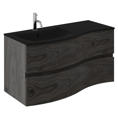 Crosswater Svelte Vanity Unit With Black Glass Basin (1000mm, Grey Ash).
