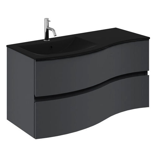 Crosswater Svelte Vanity Unit With Black Glass Basin (1000mm, Onyx Black).