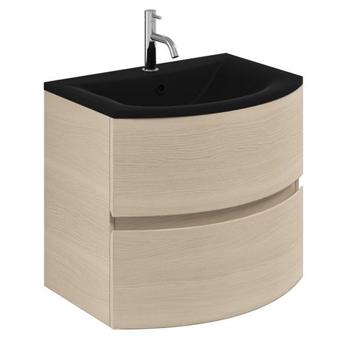 Crosswater Svelte Vanity Unit With Black Glass Basin (600mm, Castilla Oak).
