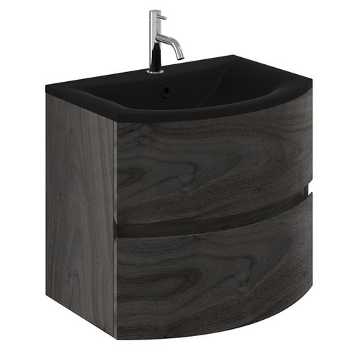 Crosswater Svelte Vanity Unit With Black Glass Basin (600mm, Grey Ash).