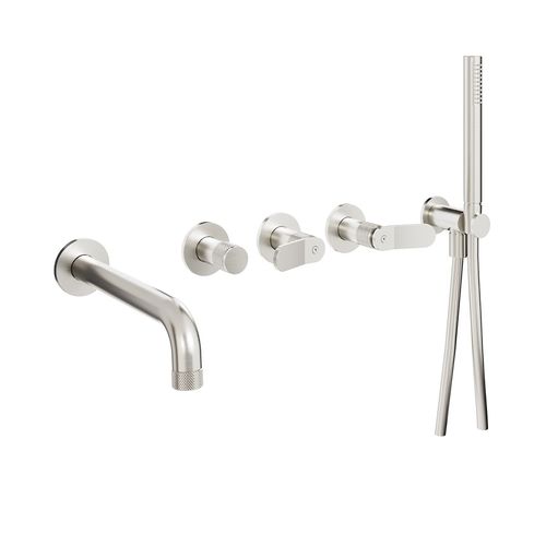 Crosswater Calix Wall-Mounted Bath Shower Mixer Tap (5 Hole, Br Metallic).