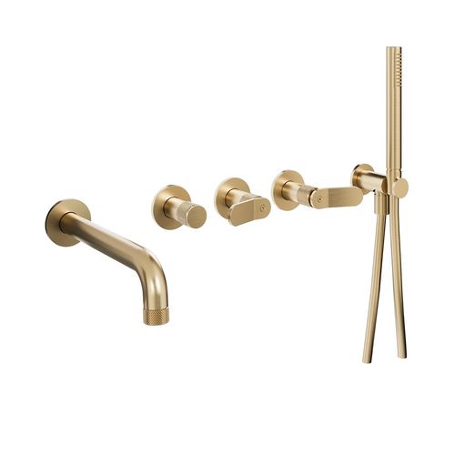 Crosswater Calix Wall-Mounted Bath Shower Mixer Tap (5 Hole, Br Brass).