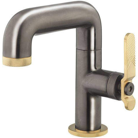 Crosswater UNION Basin Mixer Tap With Brass Lever Handle (Brushed Black).