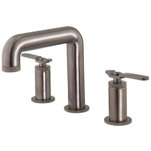 Crosswater UNION Three Hole Deck Mounted Basin Mixer Tap (Brushed Black).