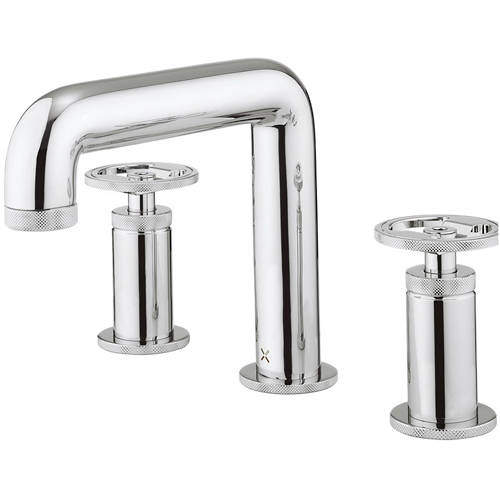 Crosswater UNION Three Hole Deck Mounted Basin Mixer Tap (Chrome).