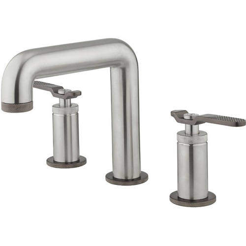 Crosswater UNION 3 Hole Basin Mixer Tap (Brushed Nickel & Black Chrome).