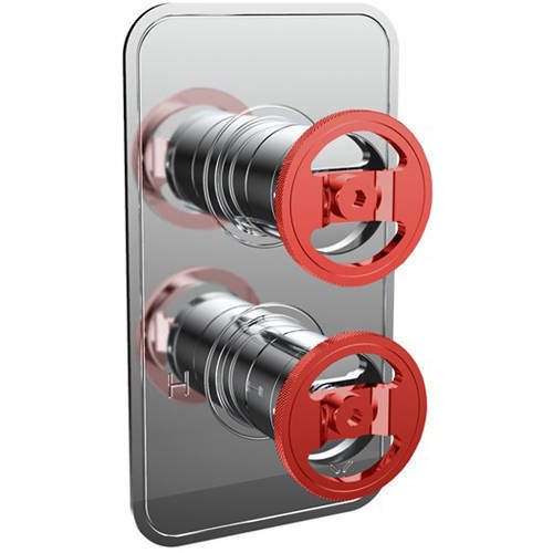 Crosswater UNION Thermostatic Shower Valve (2 Outlets, Chrome & Red).