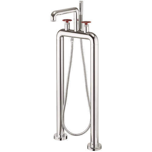 Crosswater UNION Free Standing BSM Tap With Red Wheel Handles (Chrome).