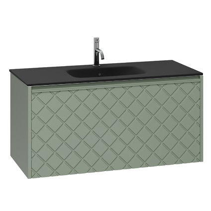 Crosswater Vergo Vanity Unit & Black Glass Basin (1000mm, Sage Green).