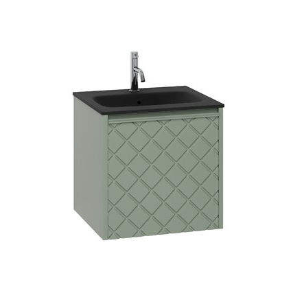 Crosswater Vergo Vanity Unit & Black Glass Basin (500mm, Sage Green).