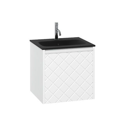 Crosswater Vergo Vanity Unit & Black Glass Basin (500mm, Matt White).