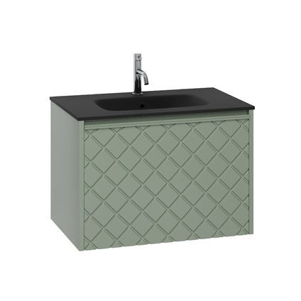 Crosswater Vergo Vanity Unit & Black Glass Basin (700mm, Sage Green).