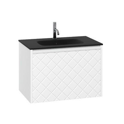 Crosswater Vergo Vanity Unit & Black Glass Basin (700mm, Matt White).