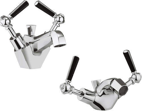 Crosswater Waldorf Basin & Bidet Mixer Tap Pack (Black Lever Handles).