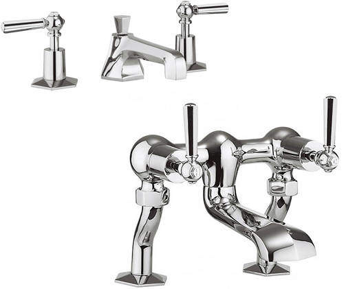 Crosswater Waldorf 3 Hole Basin Mixer & Bath Filler Taps (Chrome Handles).