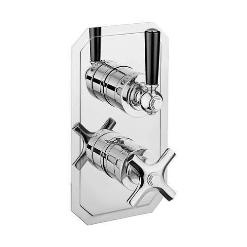 Crosswater Waldorf Thermostatic Shower Valve (2 Outlet, Chrome & Black).