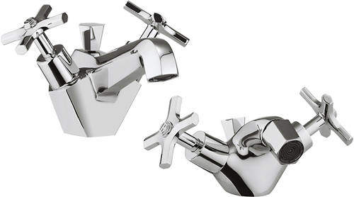 Crosswater Waldorf Basin & Bidet Mixer Tap Pack With Wastes.