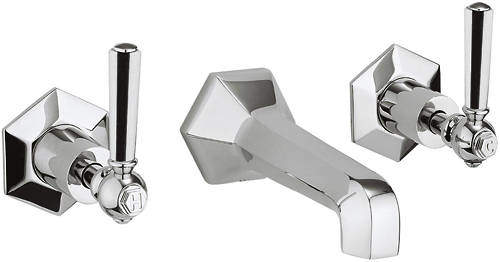 Crosswater Waldorf Wall Mounted 3 Hole Basin Tap & Chrome Lever Handles.