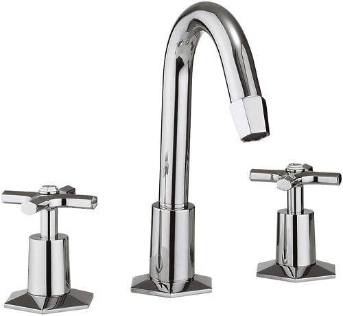 Crosswater Waldorf 3 Hole Basin Tap, Tall Spout & Crosshead Handles.