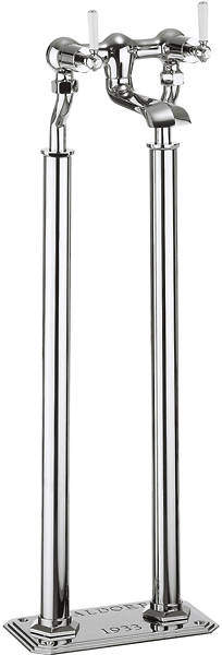 Crosswater Waldorf Floorstanding Bath Filler Tap With White Lever Handles.