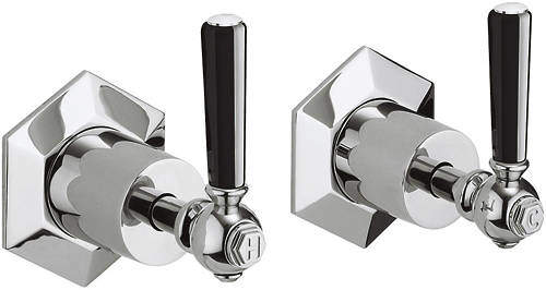 Crosswater Waldorf Stop Taps With Black Lever Handles.