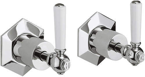 Crosswater Waldorf Stop Taps With White Lever Handles.