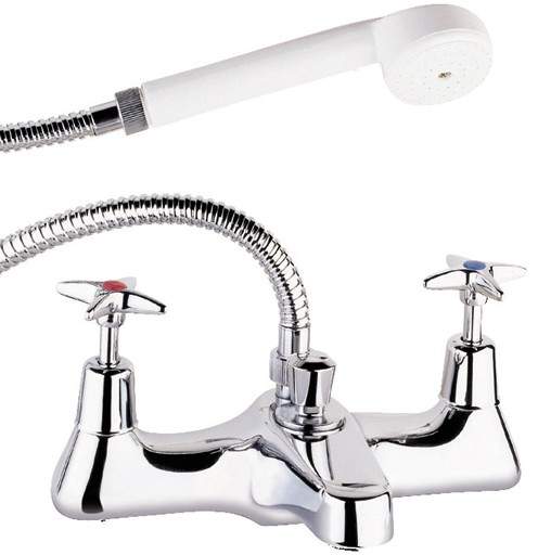 Deva Cross Handle Bath Shower Mixer Tap With Shower Kit.