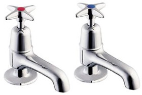 Deva Cross Handle Long Spout Basin Taps (Pair).