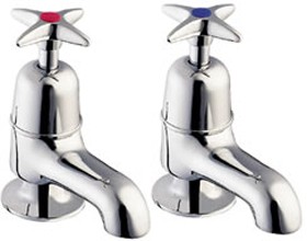 Deva Cross Handle Long Spout Bath Taps (Pair).