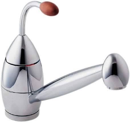 Deva Futania Monoblock Sink Mixer with Pale Wood Handle.