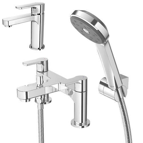 Methven Cari Basin & Bath Shower Mixer Tap Pack With Kit (Chrome).