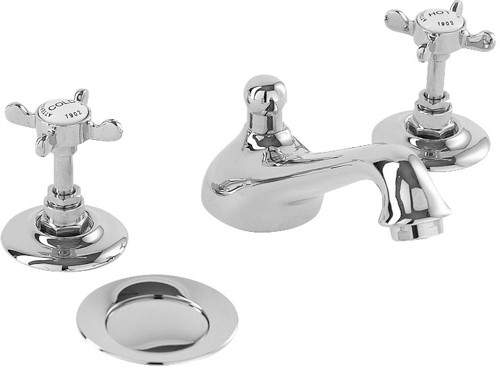 Deva Coronation 3 Hole Basin Mixer Tap With Pop Up Waste (Chrome).