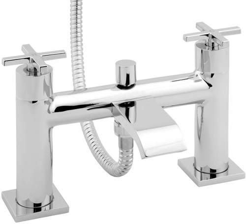 Deva Crux Bath Shower Mixer Tap With Shower Kit And Wall Bracket (Chrome).