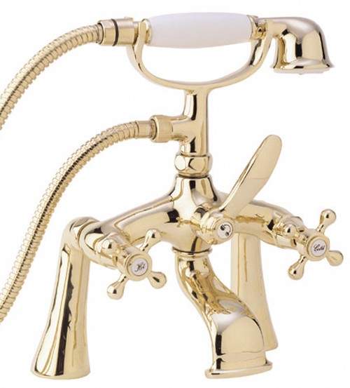 Deva Empire Bath Shower Mixer Tap With Shower Kit (Gold).
