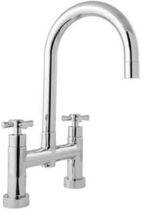 Deva Expression Bridge Kitchen Sink Mixer Tap With Swivel Spout.