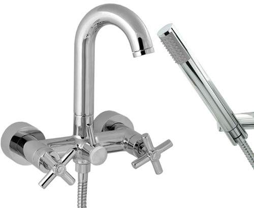Deva Expression Wall Mounted Bath Shower Mixer Tap With Shower Kit.