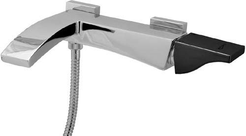 Deva Fischio Wall Mounted Bath Shower Mixer Tap (Black Handle).